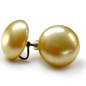 Vintage Screw Back Non-Pierced Earrings Faux Pearl Button 1 Inch Diameter